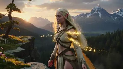 AI Video from prompt: A beautiful female elf standing on a cliff at su