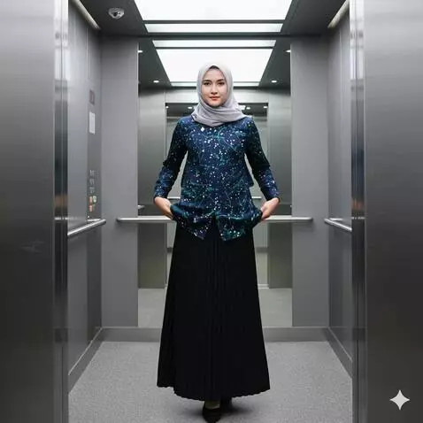 AI Video from prompt: Wanita itu bergaya bagaikan model pakaian profes