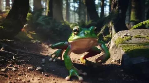 AI Video from prompt: Пьяная лягушка идёт по дорожке