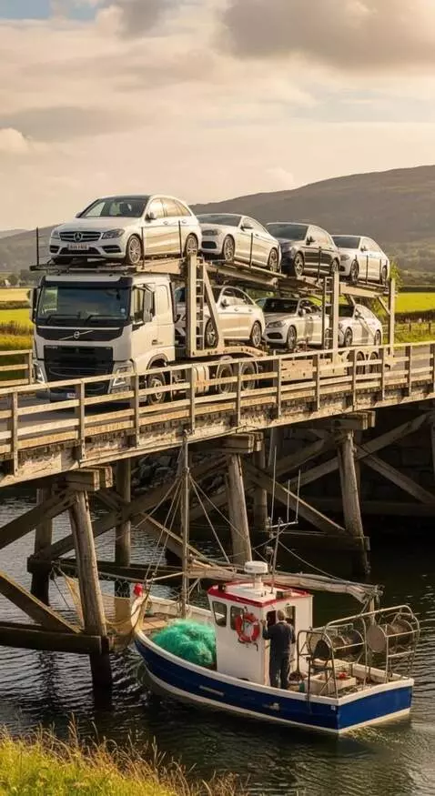 AI Video from prompt: Судно идет по курсу. Старый деревянный Мост не в