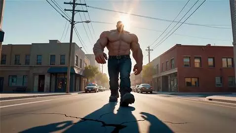 AI Video from prompt: Huge man walking and earthquake happens