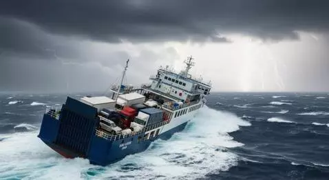 AI Video from prompt: Камера приближается к кораблю который в шторме к