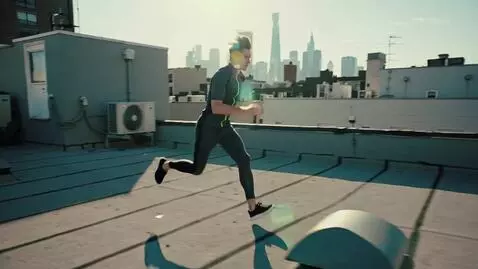 AI Video from prompt: Rooftop Parkour Escape “Traceur sprinting across