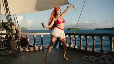 AI Video from prompt: Nami one piece in a sexy provocative bikini, wea