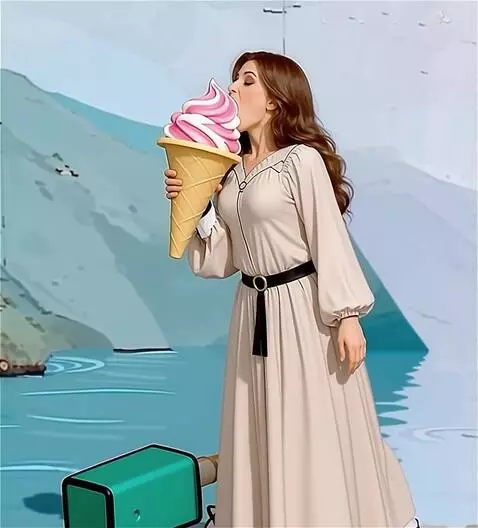 AI Video from prompt: быстро съедает мороженое