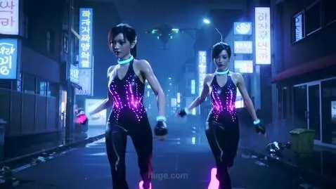 AI Video from prompt: ultra-detailed photorealistic cyberpunk dance sc