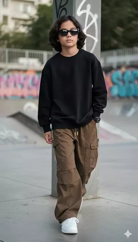 AI Video from prompt: Model anak laki-laki tersebut berjalan maju ke d