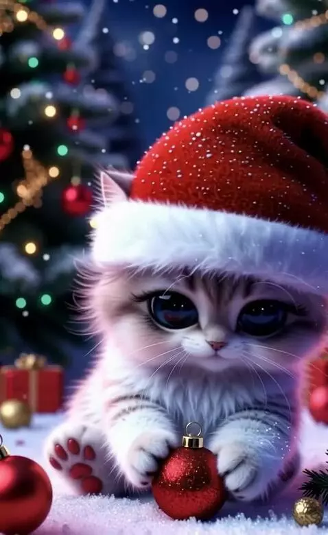 AI Video from prompt: Встает и дарит новогодний шар и пушистое сердечк