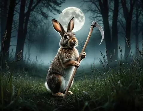 AI Video from prompt: заяц хвастается, что у него есть коса. камера дв