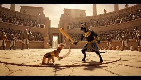 AI Video from prompt: An epic anime-style battle scene set in an ancie