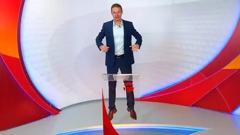 AI Video from prompt: a man like a rocket shoots up from his feet, and