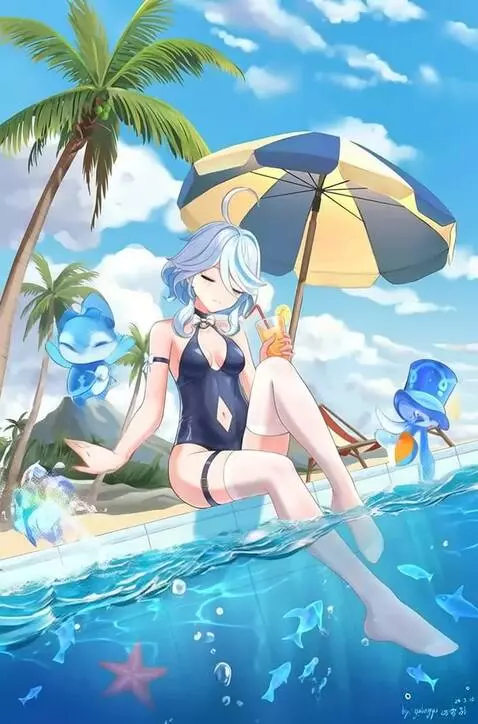 AI Video from prompt: After taking a sip of the drink in her hand, the