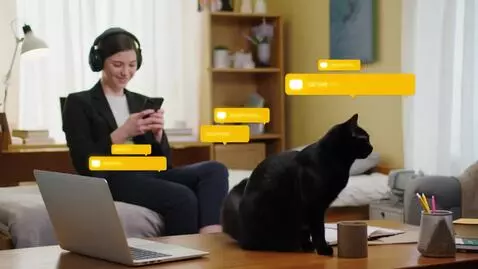 AI Video from prompt: Vertical 9:16 format. A satisfied business stude