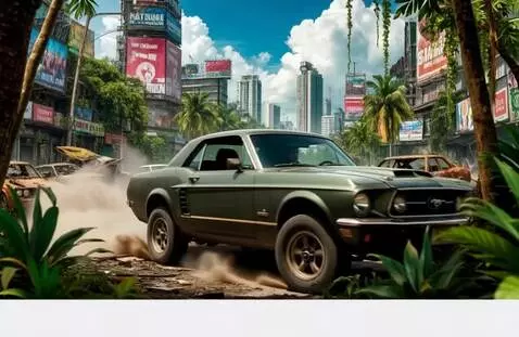 AI Video from prompt: Машина едет, несётся быстро на большой скорости 