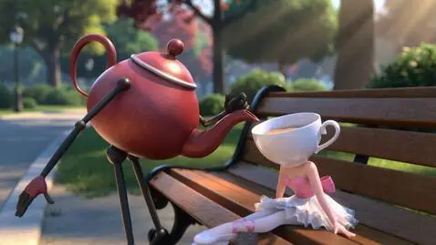 AI Video from prompt: 3D cartoon style, in the same park, a humanoid t