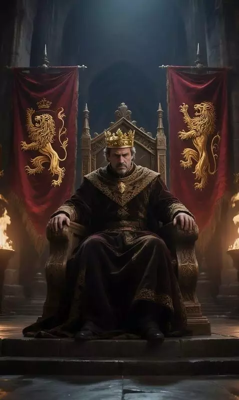 AI Video from prompt: The throne room is plunged into darkness, the ki