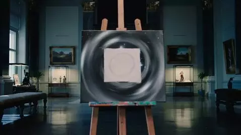 AI Video from prompt: In the museum, Malevich's Black Square turns int