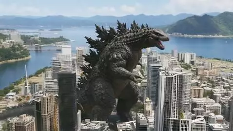 AI Video from prompt: Create A 1970’s Japanese film that shows  Godzil