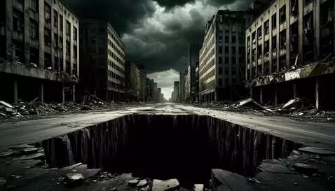 AI Video from prompt: Fast moving into the deep of square hole