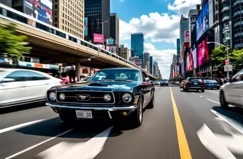 AI Video from prompt: Машина едет, несётся быстро вперёд и поворачивае