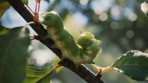 AI Video from prompt: The caterpillar pulls itself back like a slingsh