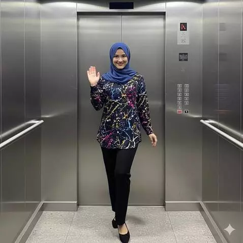 AI Video from prompt: Perempuan ini bergaya bagaikan model. Dia maju s