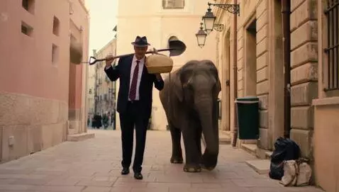 AI Video from prompt: Cinematic style,Wes Anderson aesthetic. A handso