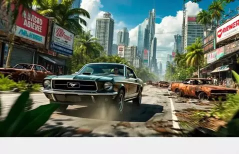 AI Video from prompt: Машина едет быстро на большой скорости вперёд и 