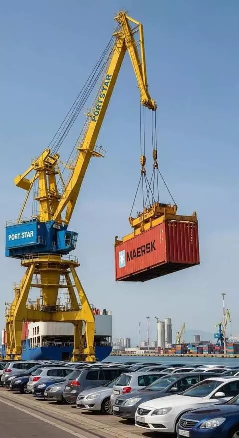 AI Video from prompt: Обрывается Тросс крана который держит контейнер