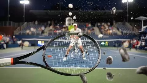 AI Video from prompt: epic sports photography, the exact moment a tenn
