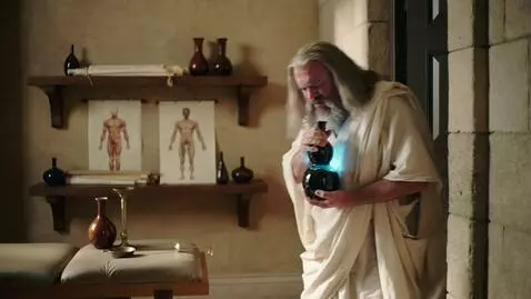 AI Video from prompt: A humorous and surreal scene in an ancient Greek