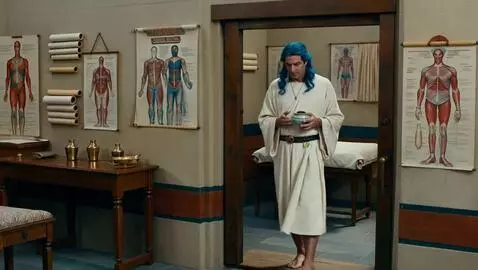 AI Video from prompt: A humorous and surreal scene in an ancient Greek