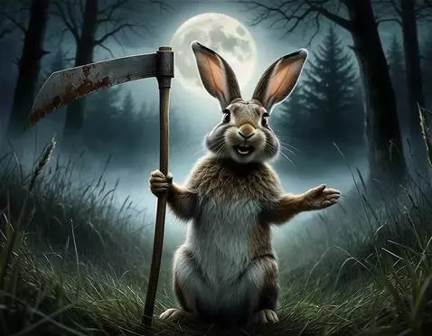 AI Video from prompt: заяц громко хвастается своей scythe