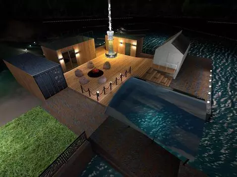 AI Video from prompt: вода искрится ночными яркими бликами. Камера пла