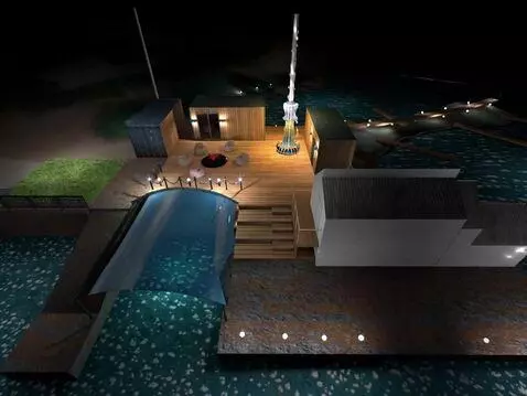 AI Video from prompt: вода искрится ночными яркими бликами.