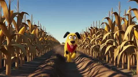 AI Video from prompt: it's a sunny day and an animated dog in a realis