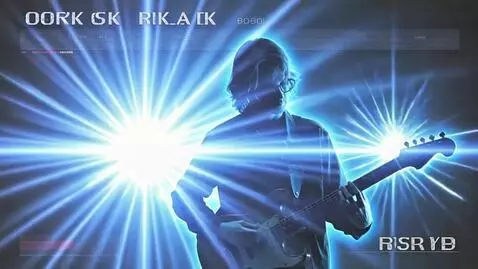 AI Video from prompt: Slow funk guitar loop with flanger. Warped dial-