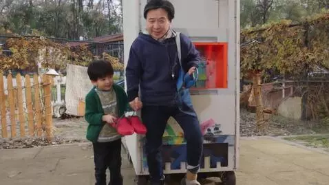 AI Video from prompt: Boy wearing Velcro sandals