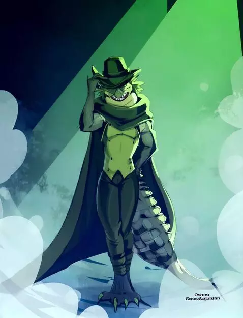 AI Video from prompt: Alligator lizard dude makes a entrance with perf