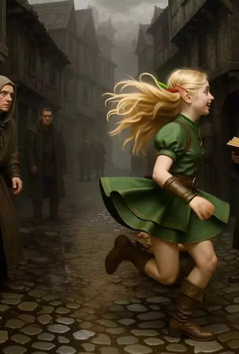 AI Video from prompt: she play while humans in fear