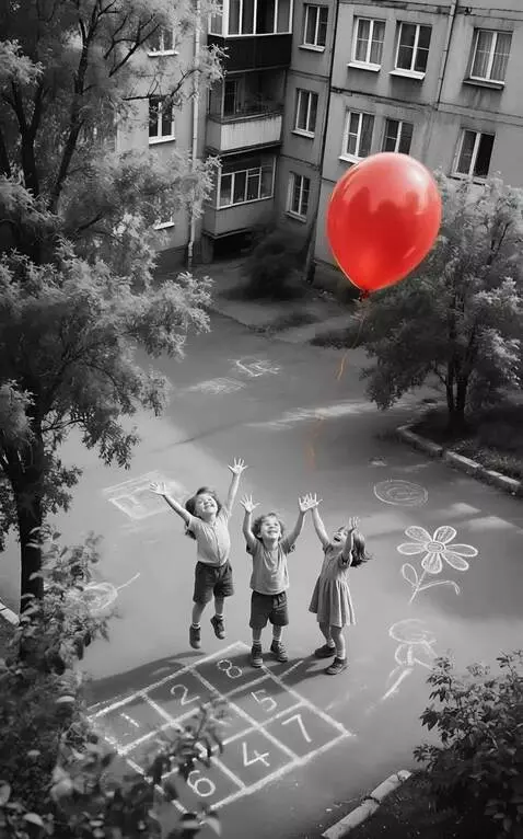 AI Video from prompt: The red balloon slowly flies higher and higher i