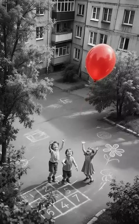 AI Video from prompt: The red balloon slowly flies higher and higher i