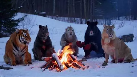 AI Video from prompt: Animals from the Chinese horoscope: tiger, ox, r