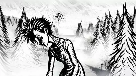 AI Video from prompt: странная девочка наклоняется и подымает с земли 