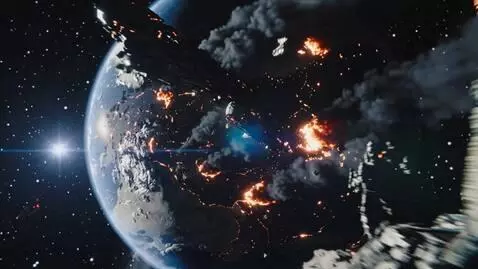 AI Video from prompt: Кинематографичная сцена в глубоком космосе: круп