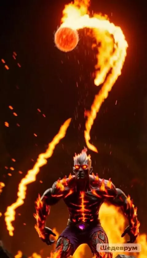 AI Video from prompt: Злой уголек с земляники подпрыгивает вверх и дел