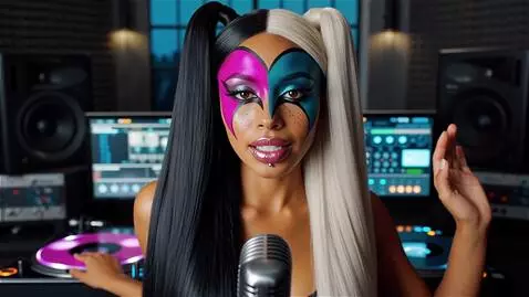 AI Video from prompt: A mesmerizing female DJ with an ultra-distinctiv