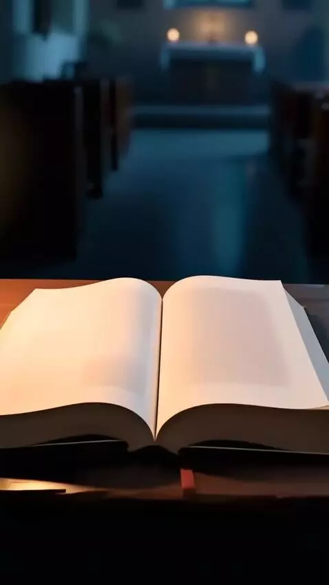 AI Video from prompt: 5-second cinematic video, Bible open in small ch