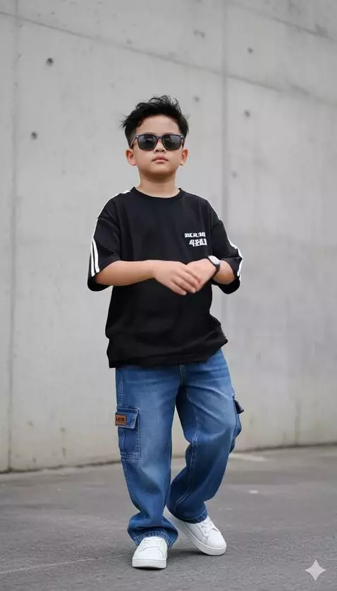 AI Video from prompt: Model anak laki-laki tersebut menyilangkan tanga