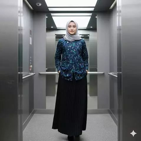 AI Video from prompt: Wanita ini bergaya seperti model pakaian profesi